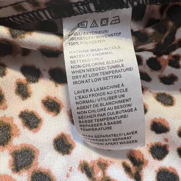 Lord & Taylor Animal Leopard Chiffon Blouse L Large Preppy Career Office Modern - Picture 6 of 7